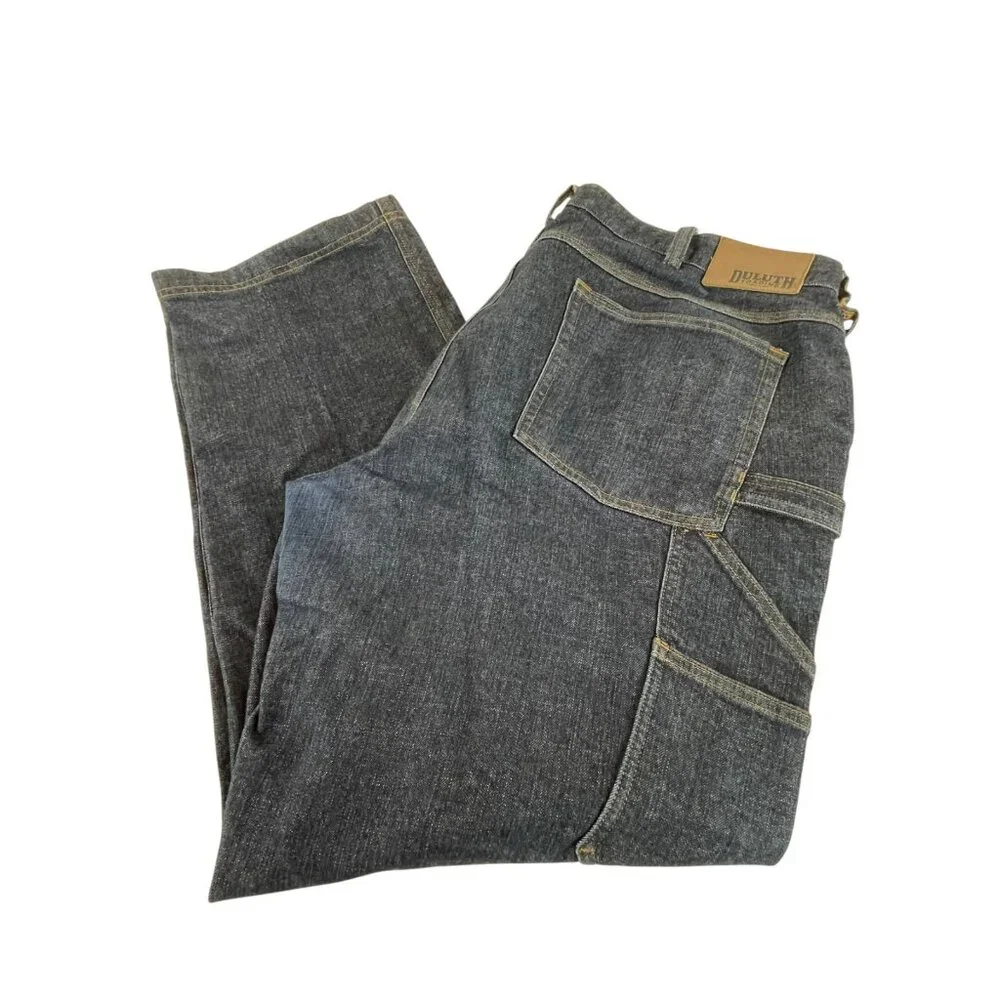 Duluth Flex Ballroom Jeans Mens 40 x 30‎ Blue Cargo Pockets Relaxed